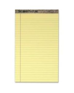 TOPS Second Nature Ruled Canary Writing Pads, Perforated, 50 Sheets Per Pad, 8 1/2in x 14in, Canary Paper, Pack Of 12