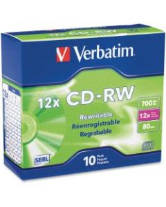 Verbatim CD-RW Disc Spindle, Pack Of 10