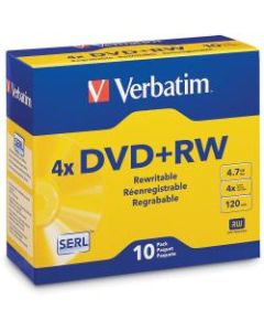 Verbatim QZ2776 DVD+RW Disc Spindle, Silver, Pack Of 10