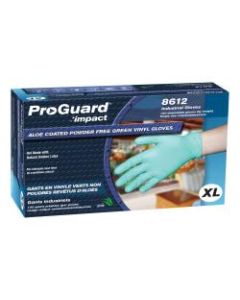 ProGuard Aloe Coated Vinyl General Purpose Gloves - X-Large Size - Unisex - Vinyl - Green - Powder-free, Disposable, Beaded Cuff, Ambidextrous, Durable, Comfortable - 100 / Box - 4 mil Thickness