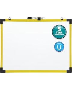 Quartet Industrial Magnetic Dry-Erase Whiteboard, 36in x 48in, Plastic Frame With Yellow Finish