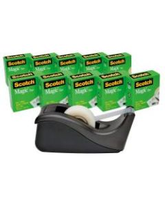 Scotch Magic Invisible Tape 810 With C-60 Dispenser, 3/4in x 1,000in, Pack Of 10 Rolls