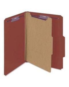 Smead Classification Folders, Pressboard With SafeSHIELD Fasteners, 1 Divider, 2in Expansion, Letter Size, 100% Recycled, Red, Box Of 10