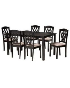 Baxton Studio Salem Dining Set, 29-3/16inH x 59-1/16inW x 35-7/16inD, Sand/Dark Brown