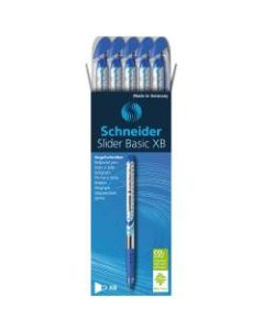 Schneider Slider XB Viscoglide Ballpoint Pens, Extra Bold Point, 1.4 mm, Assorted Barrels, Blue Ink, Pack Of 10