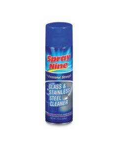 Spray Nine Professional Strength Glass & Stainless Steel Cleaner, Lemon Scent, 19 Oz Bottle, Case Of 12