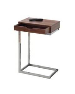 Monarch Specialties Accent Table With Side Drawer, Walnut/Chrome