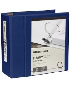 Office Depot Brand Heavy-Duty View 3-Ring Binder, 5in D-Rings, 49% Recycled, Navy