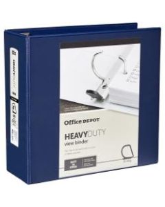 Office Depot Brand Heavy-Duty View 3-Ring Binder, 4in D-Rings, 49% Recycled, Navy