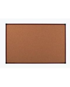 Office Depot Brand Framed Cork Bulletin Board, 72in x 48in, Aluminum Frame With Mahogany Finish