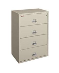 FireKing UL 1-Hour 22-1/8inD Vertical 4-Drawer File Cabinet, Metal, Parchment, White Glove Delivery