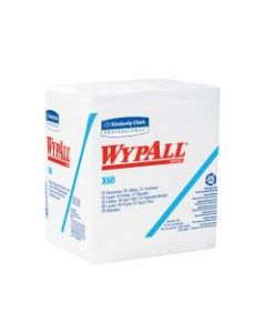 Kimberly-Clark WYPALL X60 Quarterfold Dry Wipers, Unscented, White, 76 Wipers Per Pack, Case Of 12 Packs