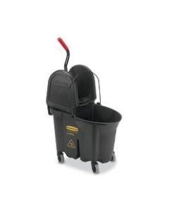 Rubbermaid WaveBrake Plastic Commercial Bucket With Wringer, 35 Qt, 33 3/4inH x 16inW x 27 1/4inD, Brown