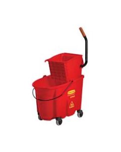 Rubbermaid Commercial WaveBrake Plastic/Steel Side-Press Wringer/Bucket Combo, 8.75 Gallons, Red