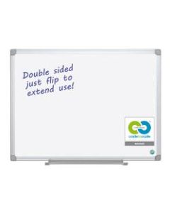 MasterVision Earth Silver Easy Clean Non-Magnetic Melamine Dry-Erase Whiteboard, 36in x 48in, 80% Recycled, Aluminum Frame With Silver Finish
