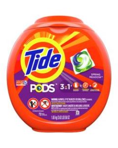 Tide Single-Use Laundry Detergent Pods, Spring Meadow Scent, 72 Pods Per Pack, Case Of 4 Packs