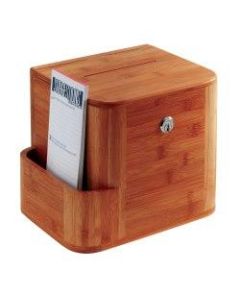 Safco Bamboo Suggestion Storage Box, 14in x 10in x 8in, Cherry