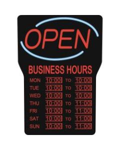 Royal Sovereign Business Hours Open Rectangular Light-Up Sign, 16in x 24in, Blue