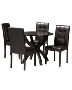 Baxton Studio Elira Dining Set, 29-15/16inH x 35-7/16inW x 35-7/16inD, Dark Brown