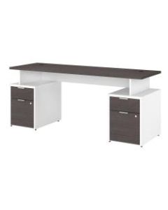Bush Business Furniture Jamestown Desk With 4 Drawers, 72inW, Storm Gray/White, Standard Delivery
