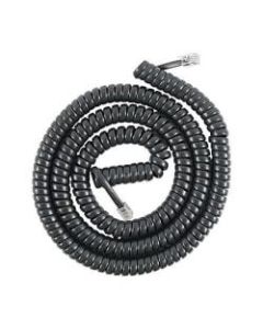 Power Gear Coiled Telephone Cord, 12ft, Black, 27639