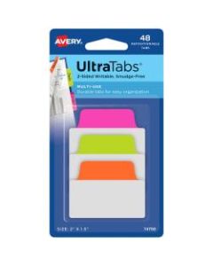 Avery UltraTabs 2-Sided Writable Tabs, 2in x 1-1/2in, Multicolor, Pack Of 48 Tabs