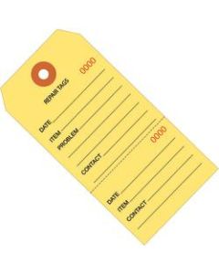 Office Depot Brand Consecutively Numbered Repair Tags, 4 3/4in x 2 3/8in, 100% Recycled, Yellow, Case Of 1,000