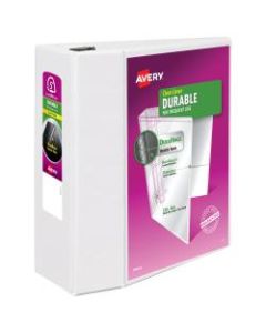 Avery Durable View 3-Ring Binder, 5in D-Rings, 34% Recycled, White