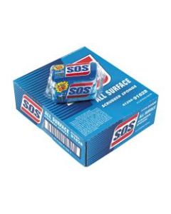 S.O.S All-Surface Scrubbing Sponge, 3inH x 5 1/4inW x 1inD, Dark Blue/Light Blue, Case Of 24