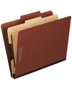 Pendaflex Pressboard End-Tab Classification Folder, 1 Divider, Letter Size, 70% Recycled, Red, Box Of 10