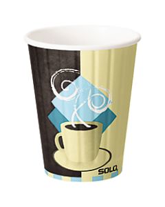 Solo Duo Shield Insulated Paper Hot Cups, 12 Oz, Chocolate/Light Blue/Tan, Pack Of 600 Cups