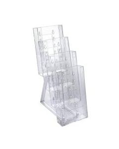 Azar Displays 4-Pocket Crystal Styrene Tiered Modular Brochure Holders, 13 1/4inH x 4 1/2inW x 7 1/2inD, Clear, Pack Of 2