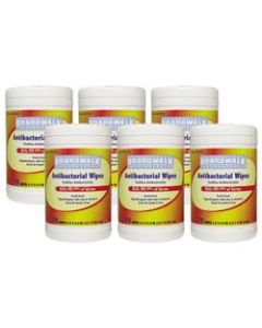 Boardwalk Antibacterial Wipes, Fresh Scent, 8in x 5 1/2in, White, 75 Wipes Per Canister, Case Of 6 Canisters