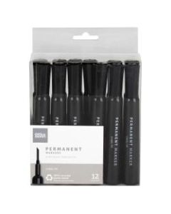 Office Depot Brand Permanent Markers, Chisel Point, 100% Recycled, Black Ink, Pack Of 12