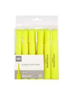 Office Depot Brand Chisel-Tip Highlighters, 100% Recycled, Fluorescent Yellow, Pack Of 12
