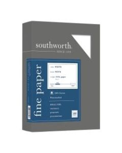 Southworth 100% Cotton Business Paper, 8 1/2in x 11in, 24 Lb, 100% Recycled, White, Box Of 500