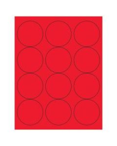 Office Depot Brand Labels, LL194RD, Circle, 2 1/2in, Fluorescent Red, Case Of 1,200