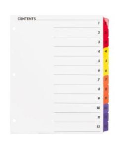 Sparco Quick Index Dividers With Table Of Contents Page, 1-12