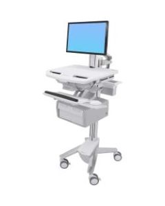 Ergotron StyleView Laptop Cart, 2 Tall Drawer (2x1) - 2 Drawer - 37.04 lb Capacity - 4 Casters - Plastic, Aluminum, Zinc Plated Steel - Aluminum