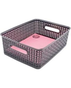 Advantus Plastic Weave Bins - 4.8in Height x 10.5in Width x 13.3in Depth - Desktop - Secure Grip - Plastic - 2 / Each