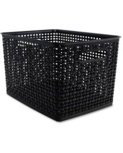 Advantus Plastic Weave Bin - Square - 13.5in Height x 10.5in Width x 8.8in Depth - Plastic - Black - 2 / Each