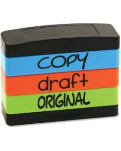 U.S. Stamp & Sign Copy Message Stamp Set, "COPY, DRAFT, ORIGINAL", Assorted Colors