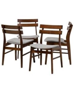 Baxton Studio Devlin Dining Chairs, Light Gray/Walnut, Set Of 4 Chairs