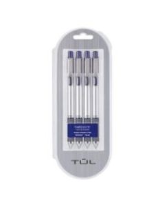 TUL BP3 Retractable Ballpoint Pens, Medium Point, 1.0 mm, Silver Barrel, Blue Ink, Pack Of 4 Pens