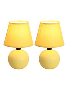 Simple Designs Mini Globe Table Lamps, 8 7/8inH, Yellow Shade/Yellow Base, Set Of 2