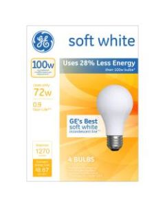 GE Soft White Halogen Light Bulbs, 72W, Pack Of 4 Light Bulbs