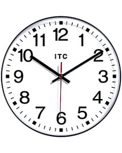 Infinity Instruments Round Wall Clock, 12in, Black/White