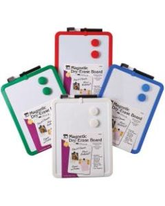 Charles Leonard Magnetic Dry-Erase Whiteboards With Markers And Magnets, 9in x 12in, Assorted Finish Plastic Frames, Pack Of 6