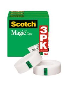 Scotch Magic Invisible Tape, 1/2in x 1296in, Clear, Pack of 3 rolls