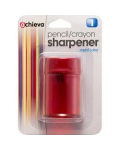OIC Pencil/Crayon Metal Cutter Sharpener - 2 Hole(s) - 2.1in Height x 1.4in Width x 1.4in Depth - Translucent Red
